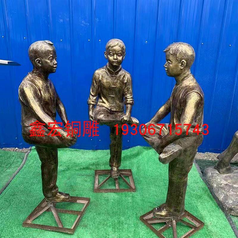 铸仿铜景区人物雕塑摆件小孩玩耍景观商业街步行街落地童趣铜像