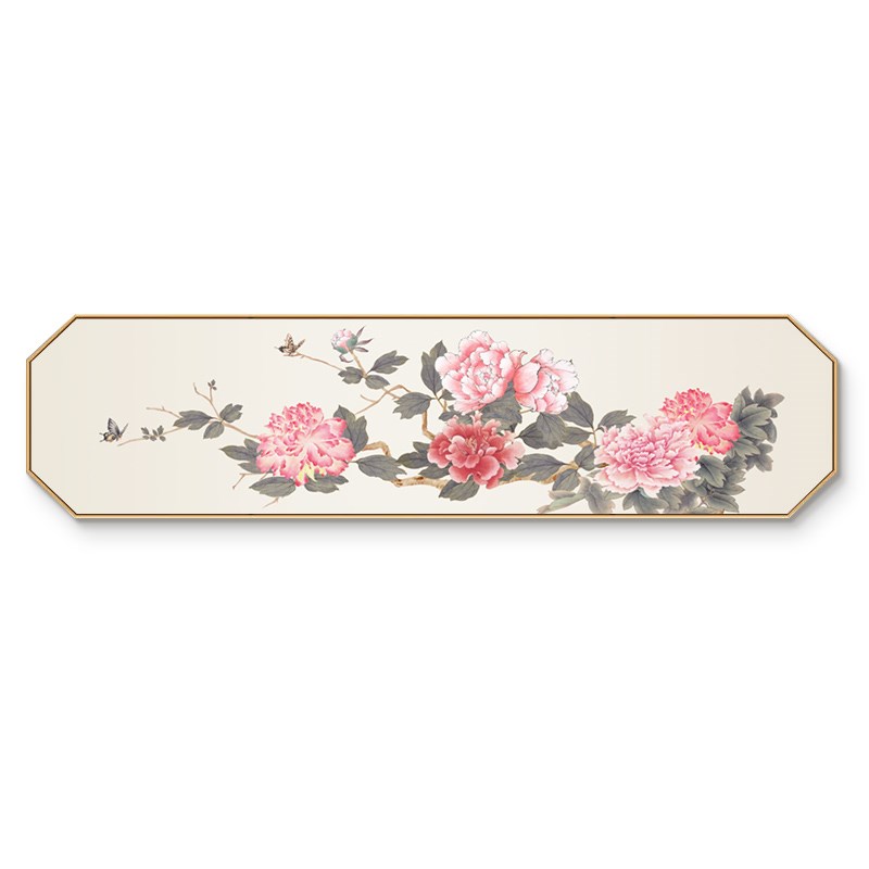 花开富贵客厅挂画新中式八边形装饰画牡丹图工笔花鸟卧室床头壁画