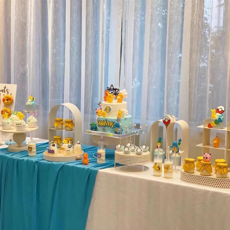 奶油色风格甜品台摆件展示架婚礼摆台装饰生日蛋糕架铁艺点心托盘