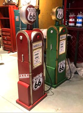 复古工业风落地大型摆件酒吧咖啡厅店铺收纳柜创意铁艺加油机模型