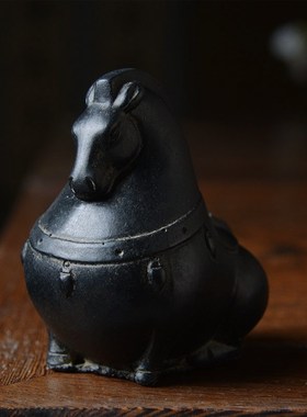 仿古仿石中国风复古创意禅意中式案头小唐马摆件茶室茶宠