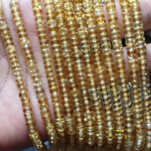 天然黄水晶2*4扁珠子diy手链项链耳环配件