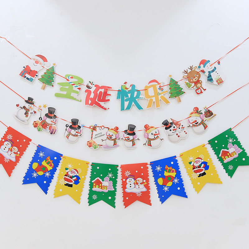 发光圣诞节装饰品拉旗场景布置道节日装扮用品