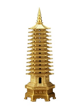 2024精工纯黄铜文昌塔搭13十三层文昌笔文峰塔摆件9层九层