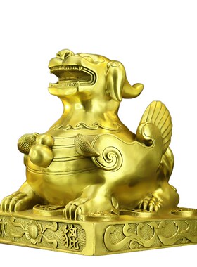 铜貔貅摆件纯黄铜皮休招皮丘家居客厅店铺饰品坐貔貅开业送礼品