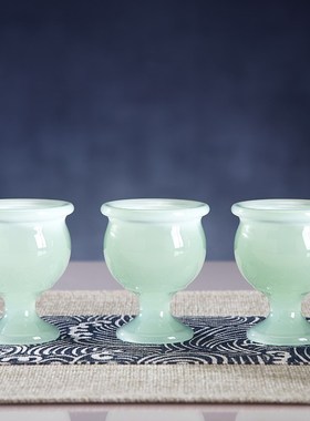 琉璃玉酒杯佛前小茶杯供奉财神酒杯拜神佛用品摆件家用圣水杯贡杯