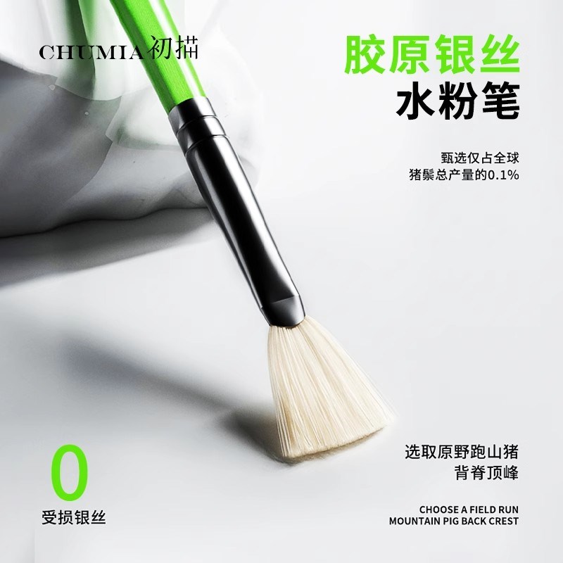 初描一路绿灯扇形笔水粉笔套装猪鬃油画笔鱼尾色彩笔颜料笔丙烯画图片