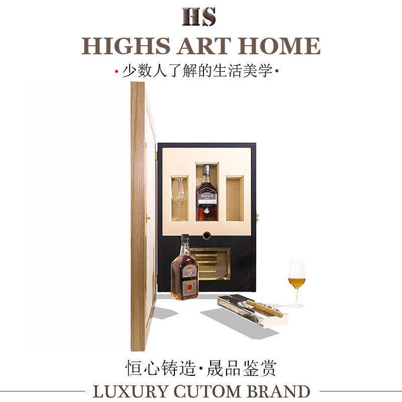 HIGHS端创意实木小型酒柜别墅豪宅家用设计师款艺术级储物柜