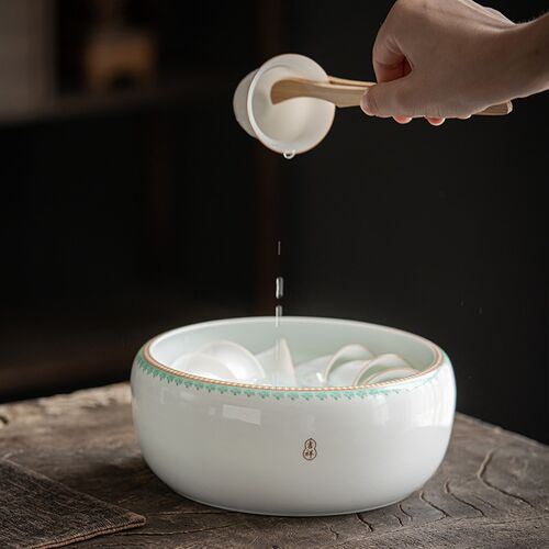 陶瓷茶具茶洗零配大号茶盂水盂洗杯笔洗茶杯毛笔画笔水洗缸大容量