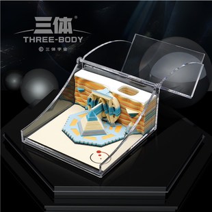 科幻三体周边3d立体便签纸自然选择号星环城纸雕文创摆件建筑模型