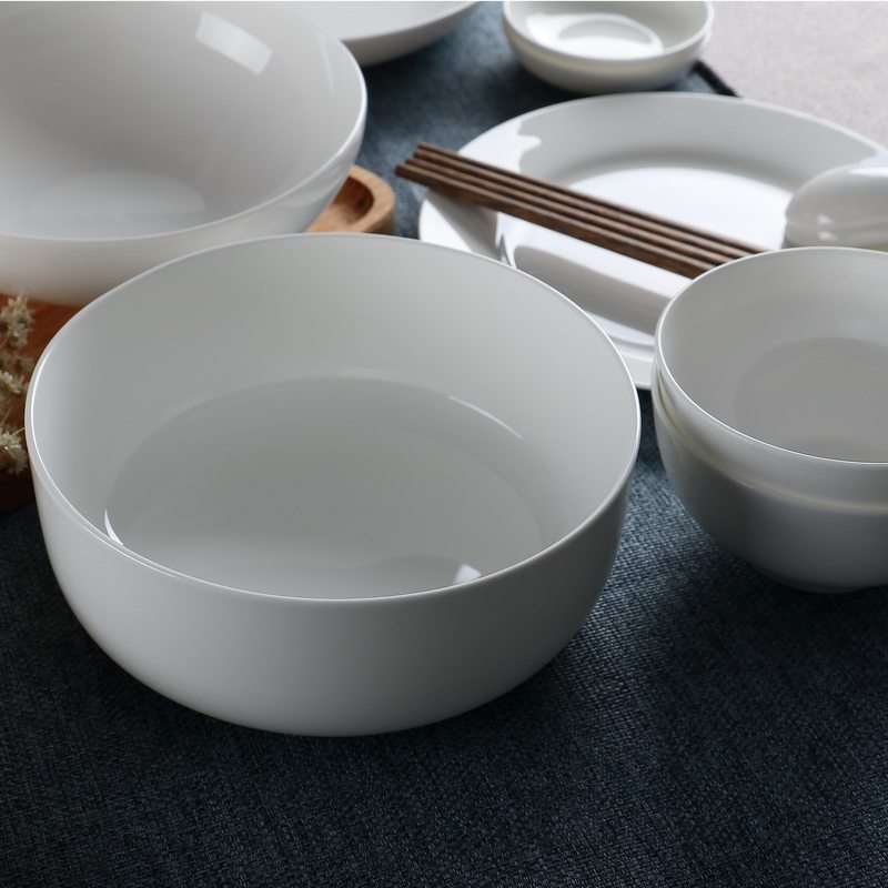 纯白简约2人食骨瓷餐具套装 中式家用情侣陶瓷食器碗盘碟勺子汤碗