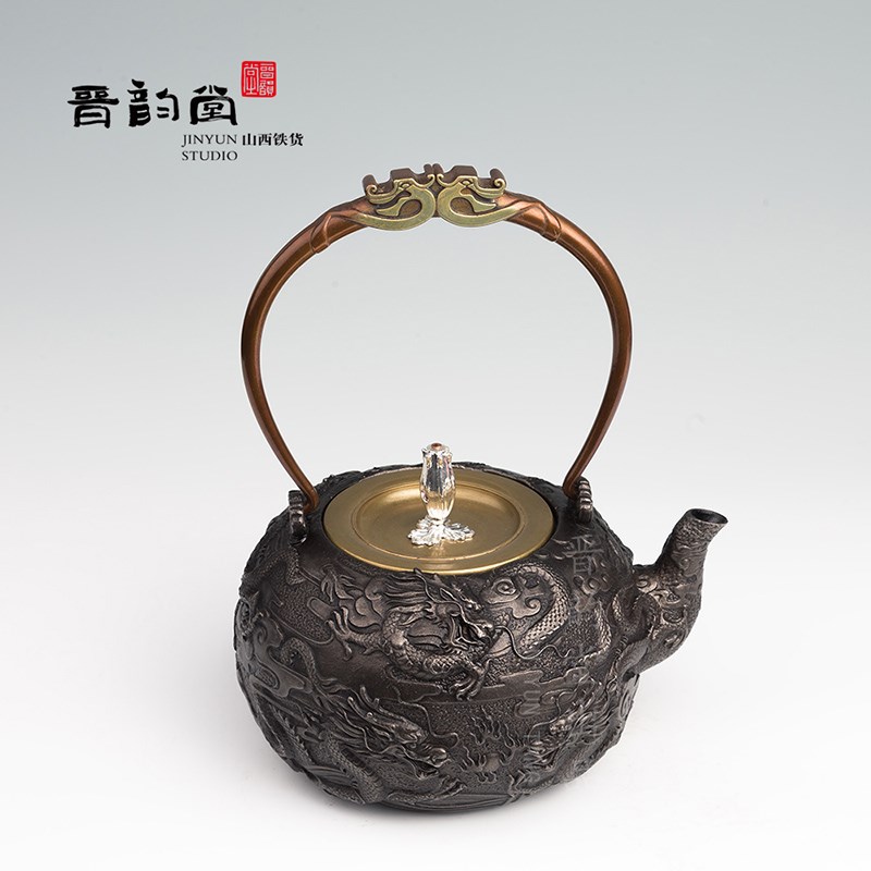 晋韵堂小九龙纯手工老铁壶铸铁生铁壶烧水壶茶具送礼晋城煮茶器