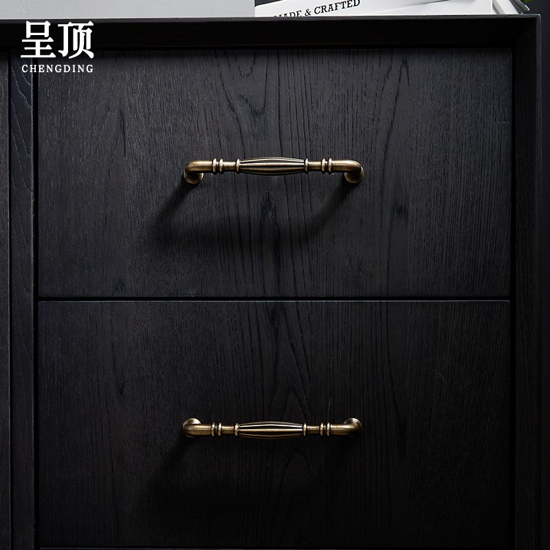 呈顶法式古铜色黄铜衣柜门抽屉长拉手把手橱柜厨房鞋柜欧式中古风