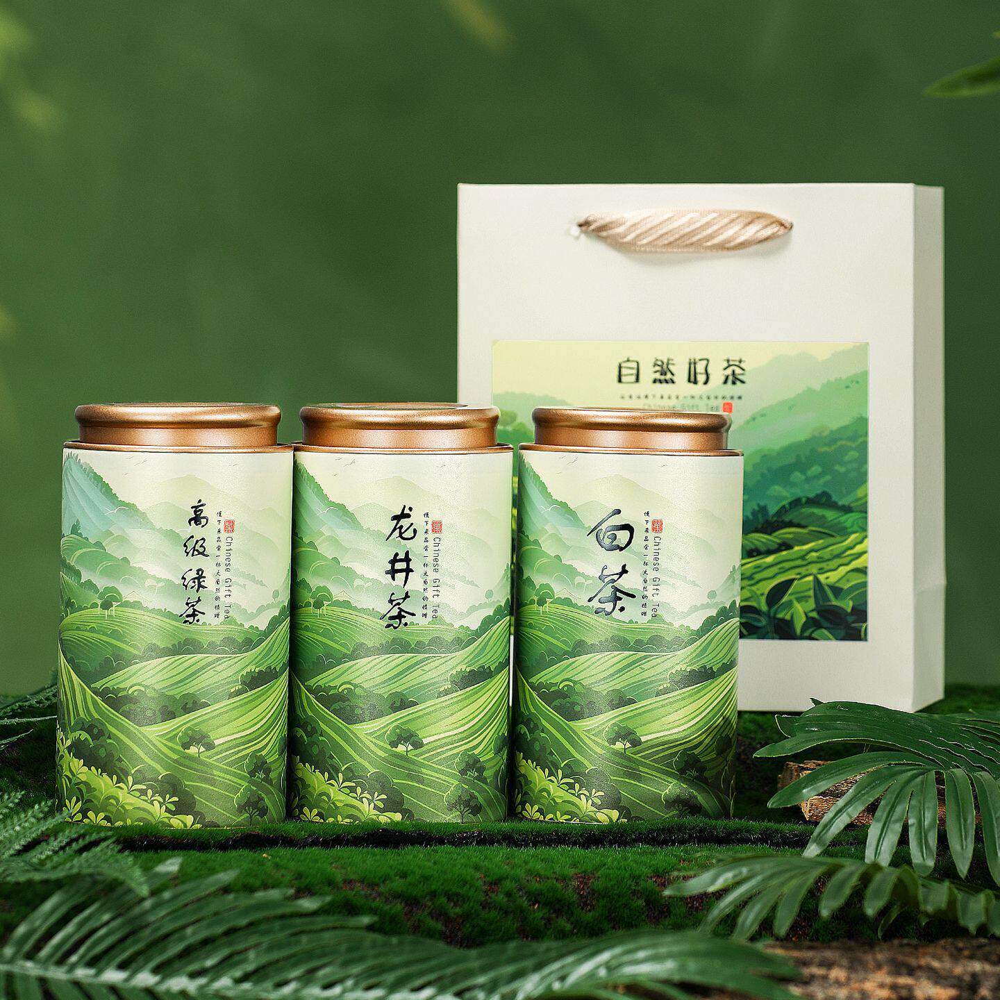 创意茶叶纸通用圆形绿茶包装白茶龙井茶通版茶叶包装盒定制