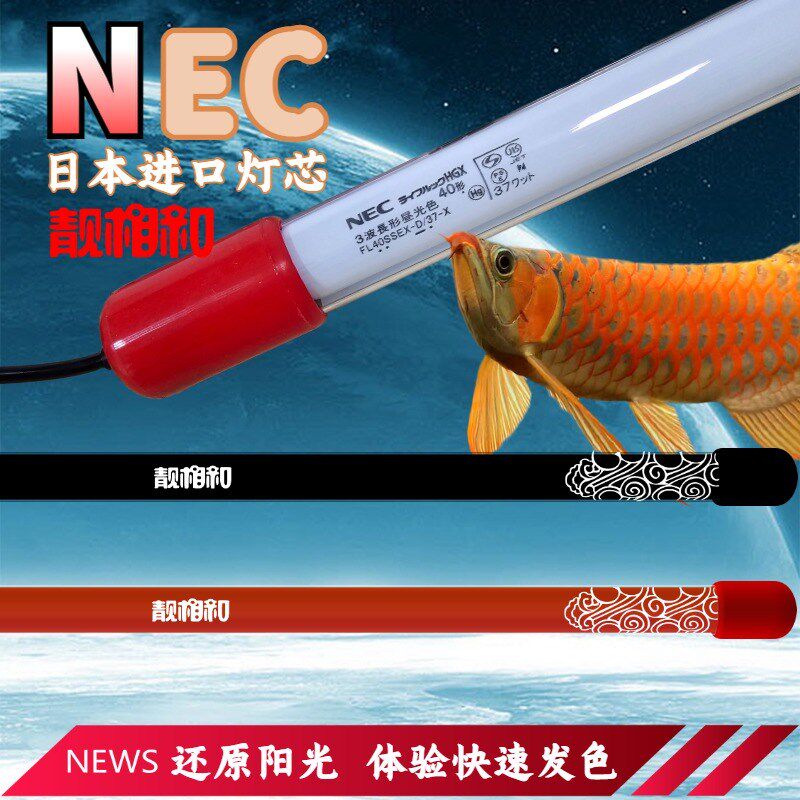 NEC龙鱼专用鱼缸灯管金红龙增艳发色烤色6700K防水马印神灯靓相和