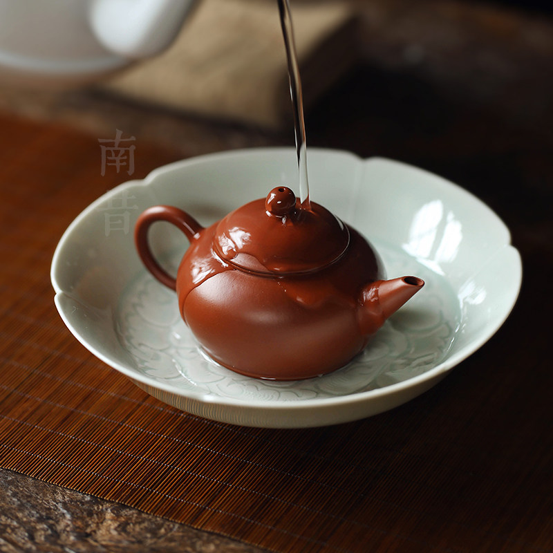 青瓷餐具壶承中式点心盘景德镇湖田窑影青茶点盘日式清供陶瓷果盘