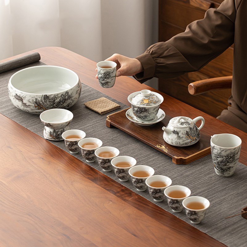一品仟堂茶漏茶滤陶瓷高级新中式创意纯手工龙年高颜值功夫茶茶滤