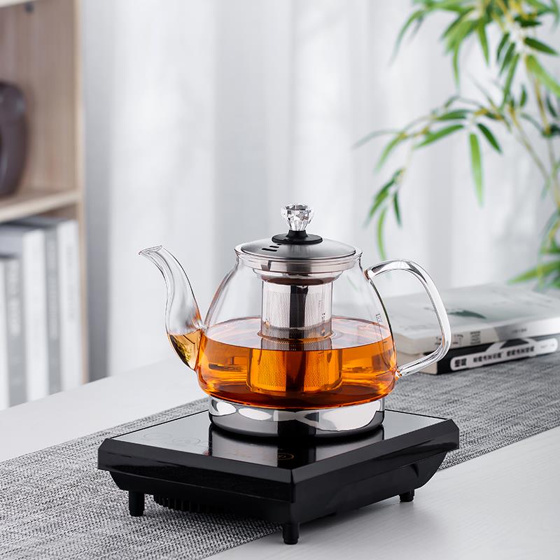 耐高温煮茶壶加厚玻璃茶壶耐热不锈钢网电陶炉套装黑茶泡茶具
