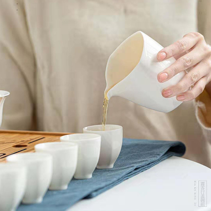 恒越  霞客行竹茶盘家用白瓷套装功夫茶具办公室会客茶杯盖碗礼品