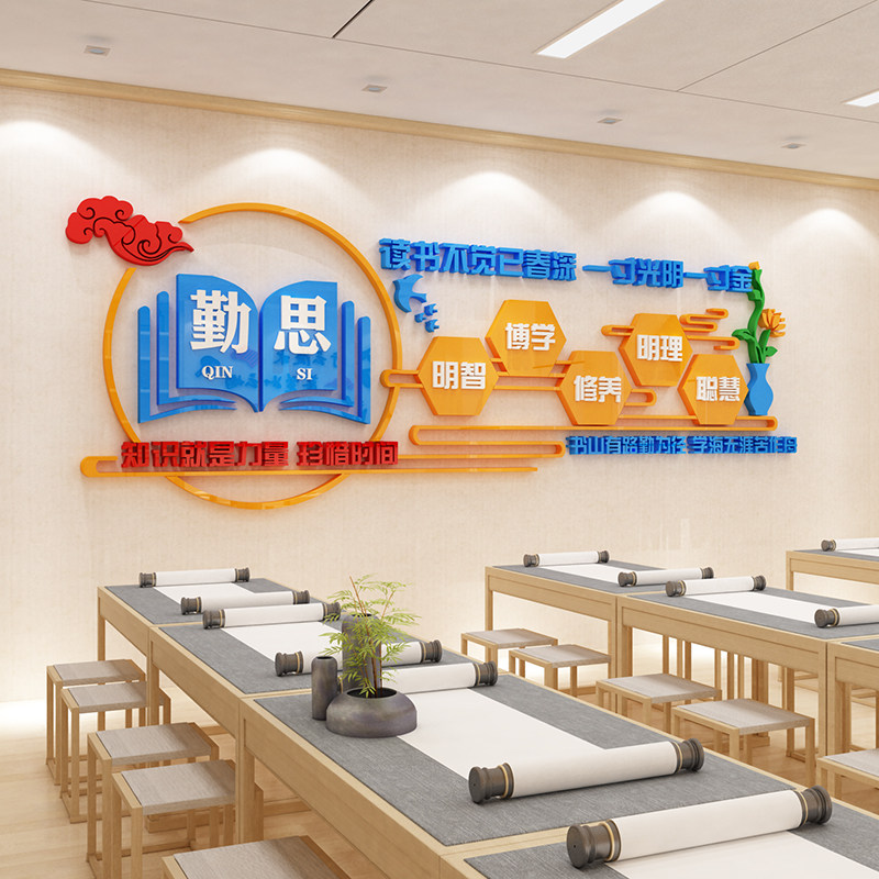 学习读书数据统计表步骤校园教室走廊走道文化墙面装饰布置美化励