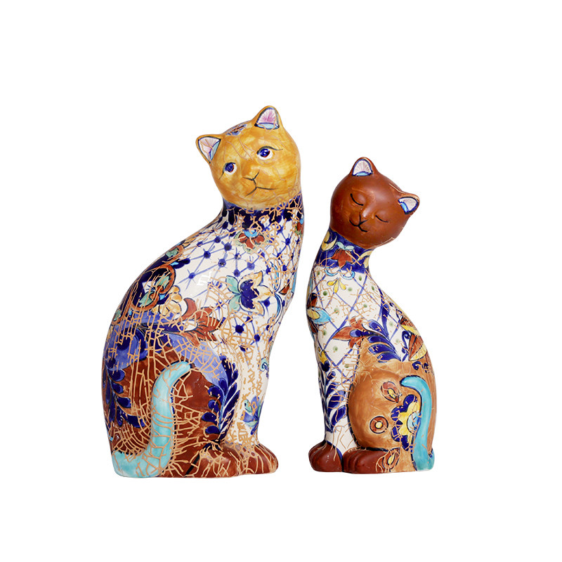 陶瓷动物猫咪阳台屋里 展示柜摆件创意装饰 新房子小物件工艺品