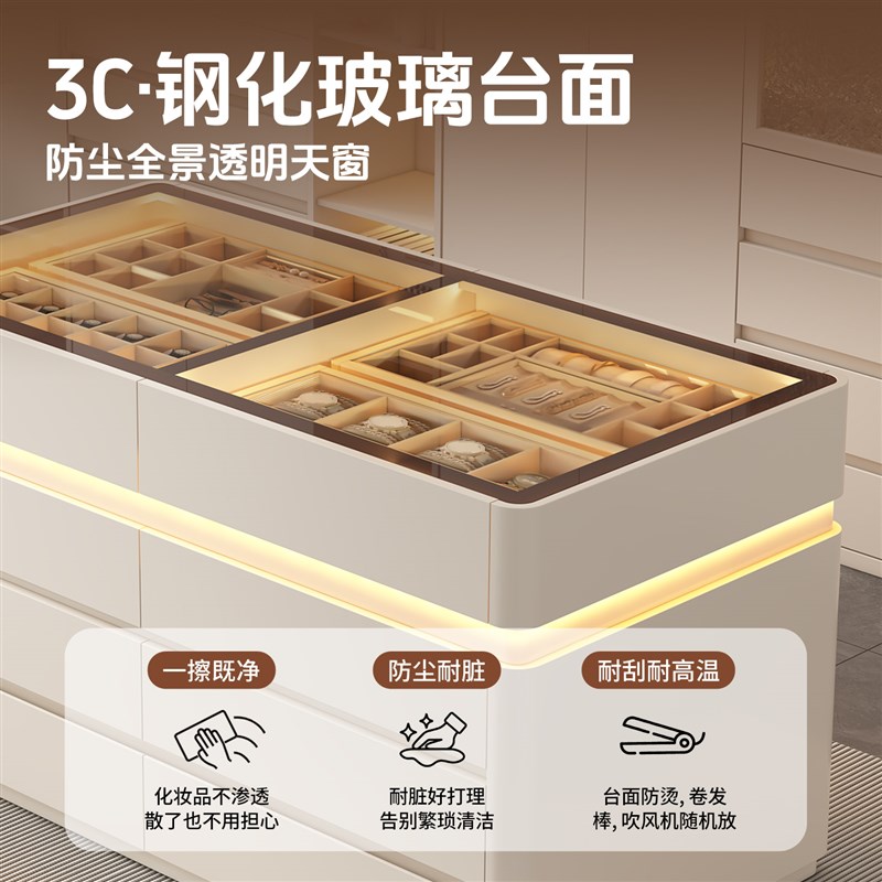 2025新款意式极简首饰中岛柜台衣帽间卧室展示柜简约双面化妆台柜