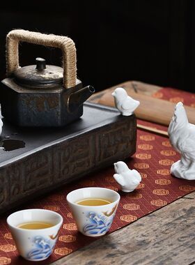 小鸡母鸡茶宠创意精品趣味可爱陶瓷白色生肖鸡小动物茶桌茶玩摆件