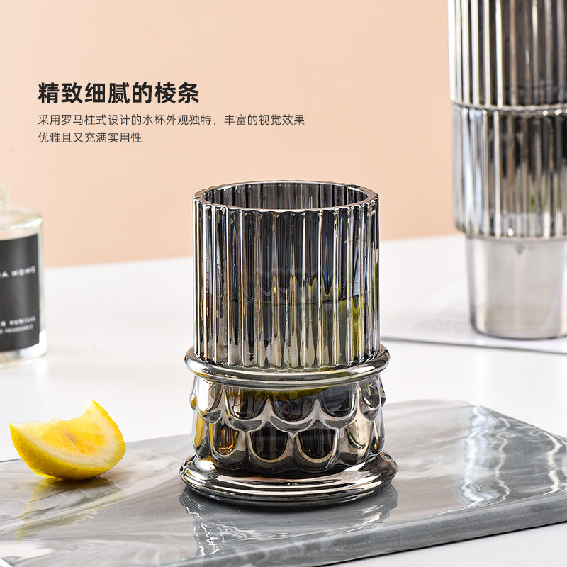 法兰晶创意罗马柱叠叠杯套装家用水杯玻璃杯子客厅果汁杯喝水杯