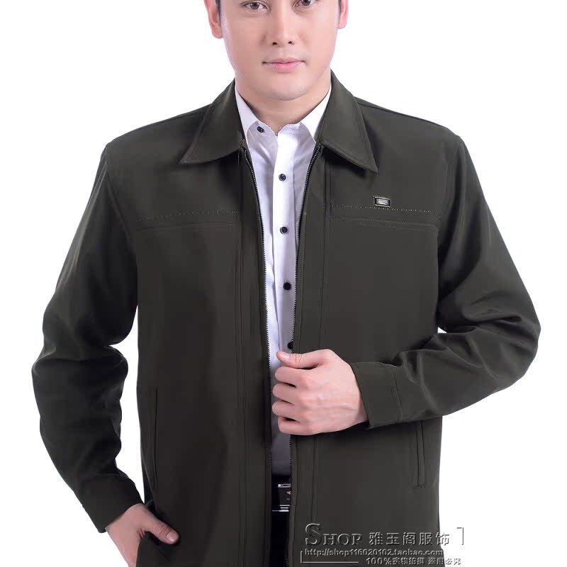 中年男装上衣大码休闲外套中老年人男士夹克衫翻领爸爸春秋装薄款