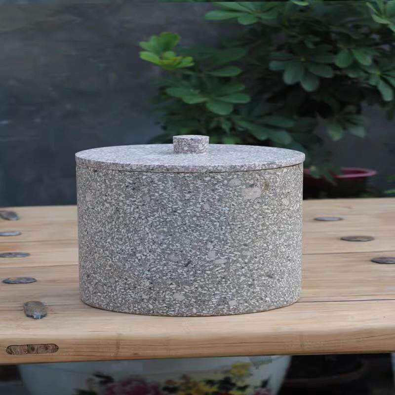 天然中华麦饭石水缸水桶圆石柱天然原石一体掏空雕刻家用滤水器