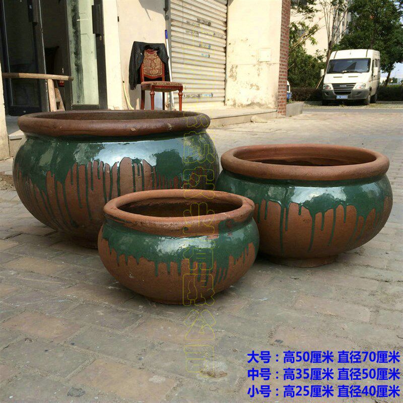 人气陶缸陶罐土陶摆件景观鱼缸中式装饰组合陶瓷花瓶粗陶大口花盆