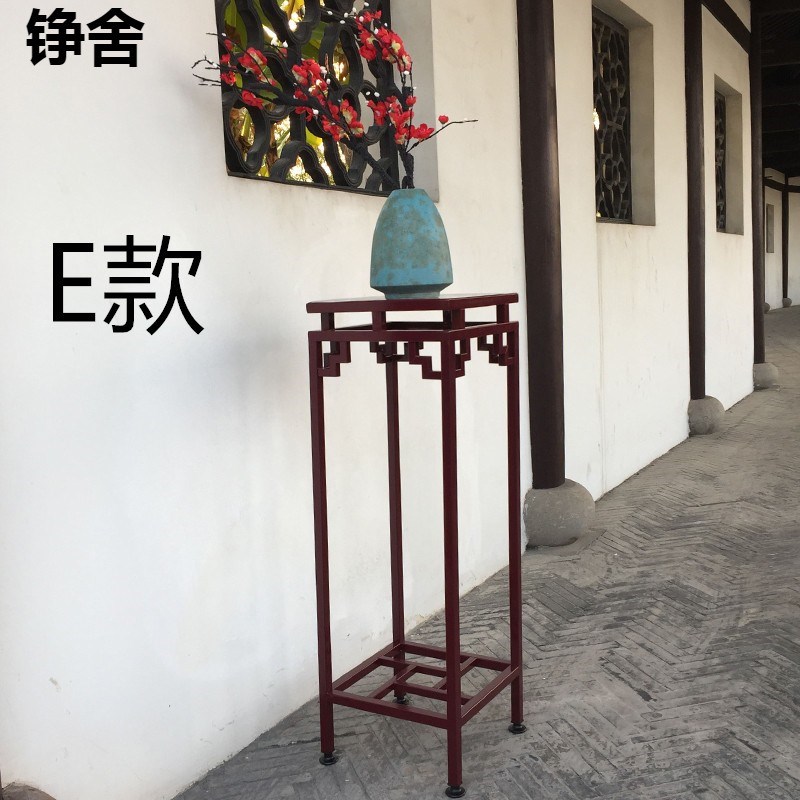 中式花架新中式禅意置物架边几铁艺落地式简约客厅兰花多层角几