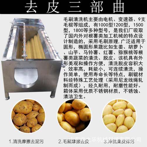土豆清洗去皮机大型商用毛辊脱皮生姜胡萝卜马铃薯水果抛光机器