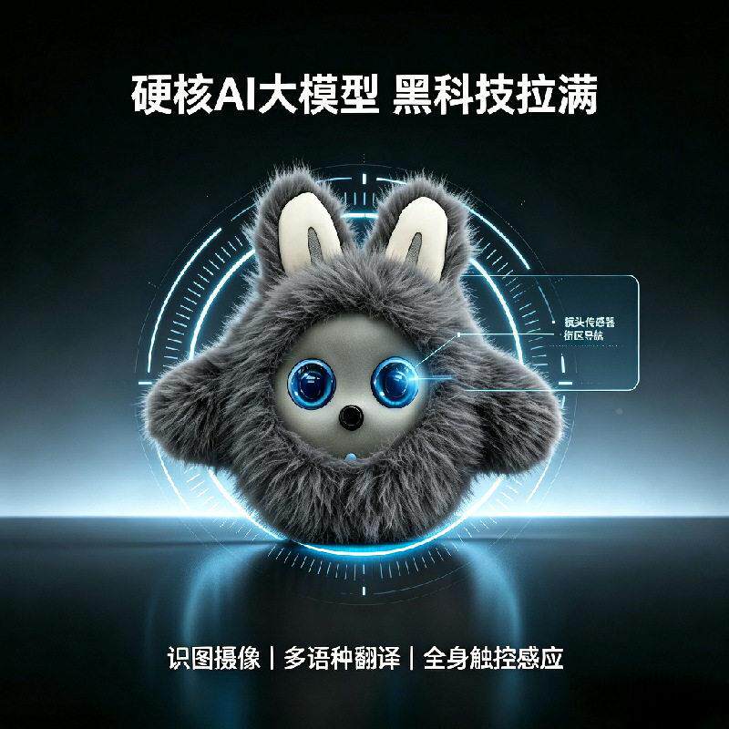亲子伴对话偶人脸识别电玩子宠物玩毛绒无具可爱kAI陪桌面机器人