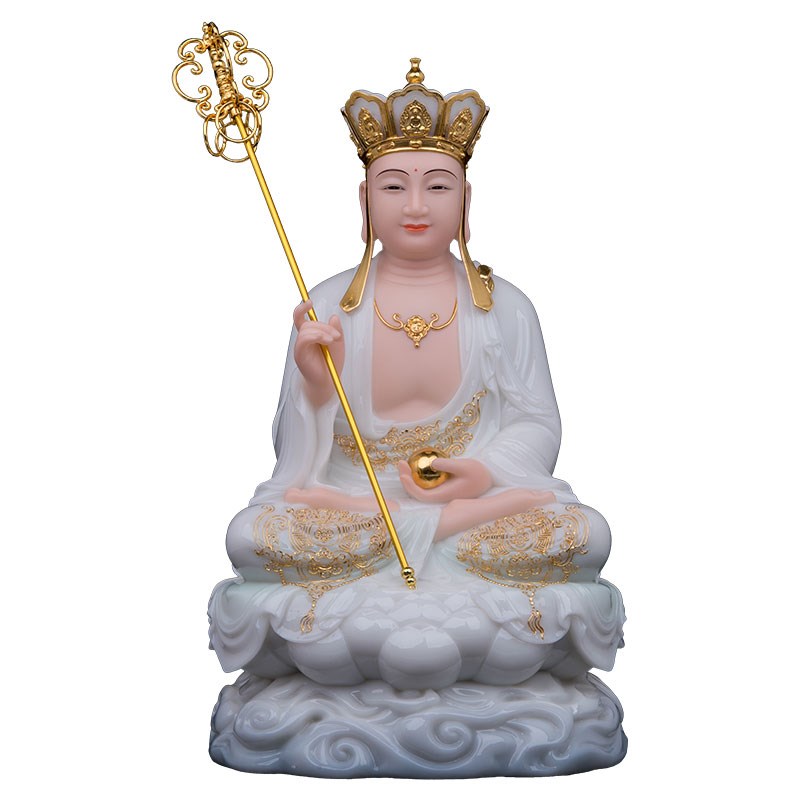 观音佛像供奉娑婆三圣全堂佛释迦牟尼佛地藏王弥勒佛汉白玉摆件