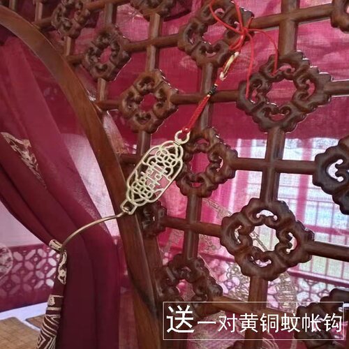 禅意明清古典架子床幔仿古拔步踏步床蚊帐新中式山水纱幔定制