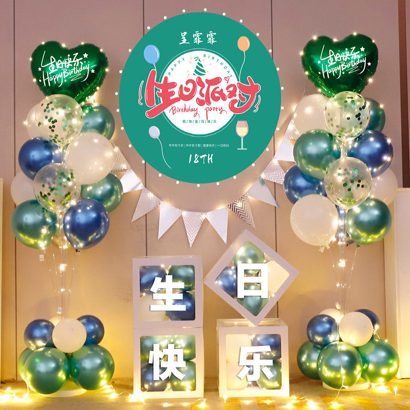 成人18岁周岁气球生日装饰场景布置男童高级感女孩背景墙海报男孩