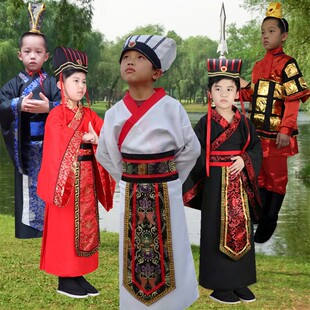 三国演义诸葛亮幼儿古装汉服草船借箭鲁肃周瑜衣服刘备关羽演出服