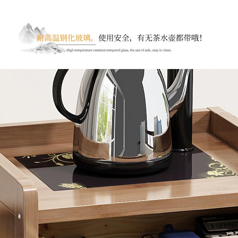 厨房放水桶置物架烧水壶上水壶茶具架竹木移动办公室打印饮水机架