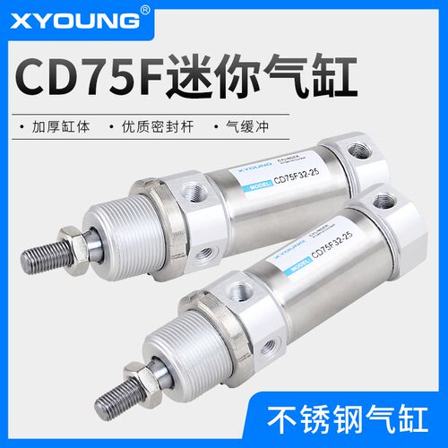 XYOUNG气动平尾带磁迷你气缸C75F40-75不锈钢迷你气缸CD75F40-100