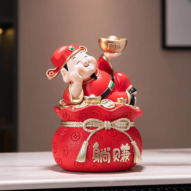 躺赚财神礼爷创意CS-263发财存钱业罐摆件礼店铺开品乔迁送客厅装
