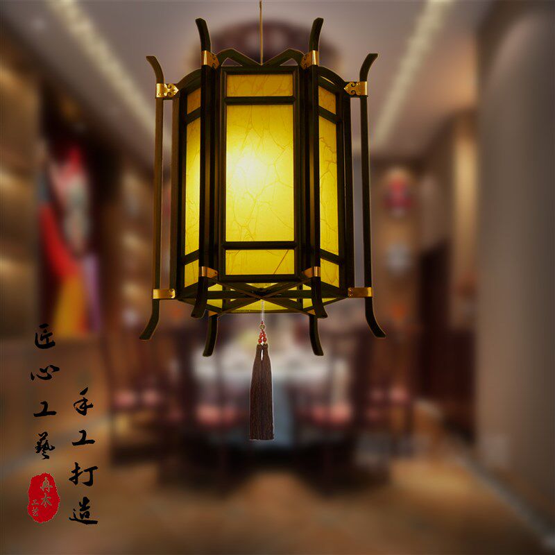 六角宫灯中式庭院古典纯铜片装饰酒店餐厅古镇楼阁中国风灯笼