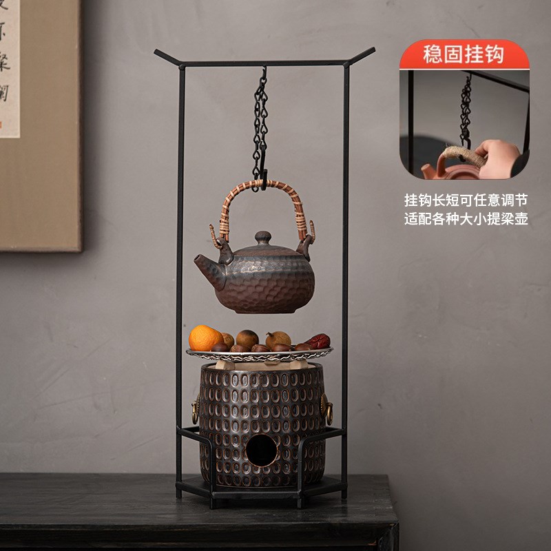 鎏金碳炉围炉煮茶户外套装风炉酒精炉整套耐高温可干烧提梁泡茶器