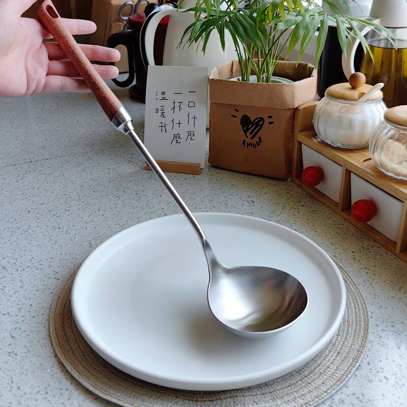 出口304不锈钢锅铲 家用炒菜铲子厨具套装木柄炒勺 汤勺 家用菜铲