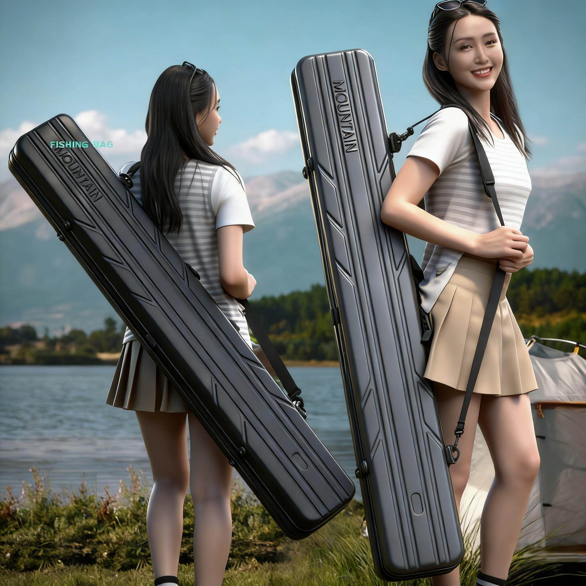 加长型硬竿包巨量15cm鱼杆包竿箱长节竿JS900101收0纳箱抗压亚杆