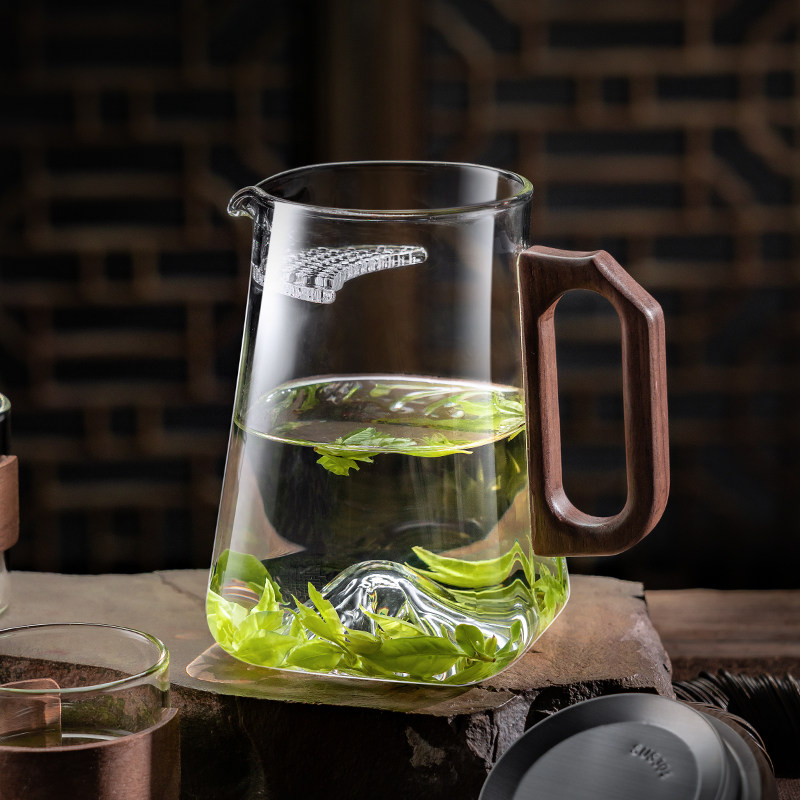 公道杯耐高温玻璃茶漏一体分茶器单个茶海泡茶月牙杯绿茶过滤茶具