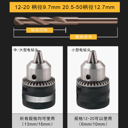 小柄麻花钻不锈钢高速钢钻头转钢铁打孔12 14 16 18 20 22 24 MM