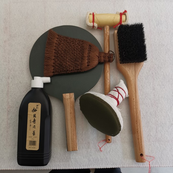 拓片专用工具套装打刷棕刷拓包传拓碑帖磨崖研学棉连罗纹扎花宣纸
