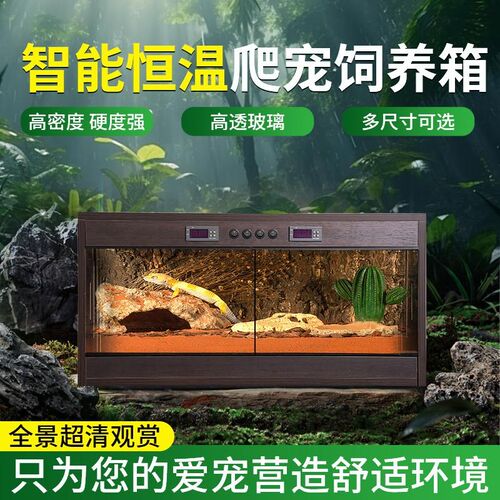实木双温控陆龟蛇守宫鬃狮蜥蜴芦丁鸡智能恒保温爬宠虫玻璃饲养箱