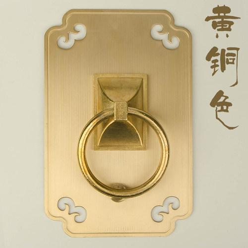 中式复古纯铜方形简约拉手别墅大门装饰铺首拉环把手门把木门扣手
